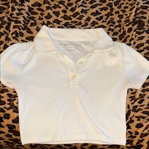 Aeropostale White Cropped Polo Shirt